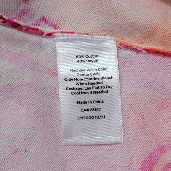 Talbots Paisley Cardigan Button Up Knit Sweater 2X Pink Crew Neck Preppy Classic - Picture 4 of 6